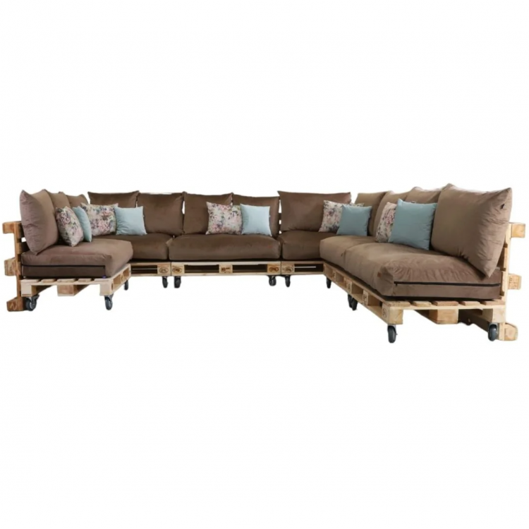 Paletové sedenie Golden Garden GG91/1 - Podsedáky a Vankúše "FIT IN" 120cm x 80cm x 15cm - penový granulát - capuccino